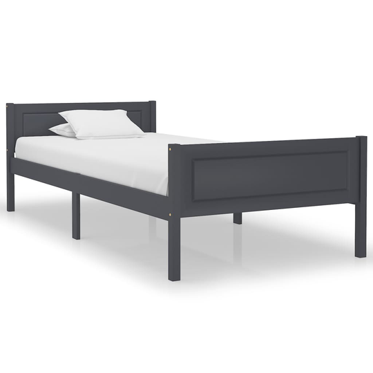 vidaXL Sängynrunko täysi mänty harmaa 90x200 cm