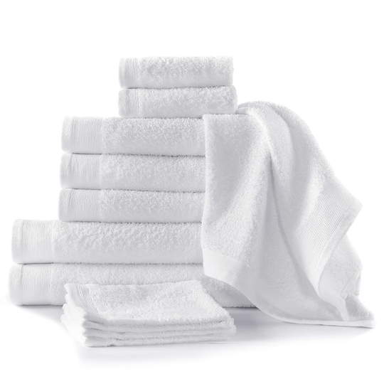 vidaXL 12-osainen pyyhesarja puuvilla 450 g/m² valkoinen