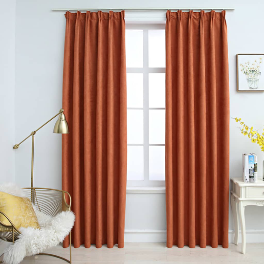 vidaXL Pimennysverhot koukuilla 2 kpl ruosteenvärinen 140x175 cm