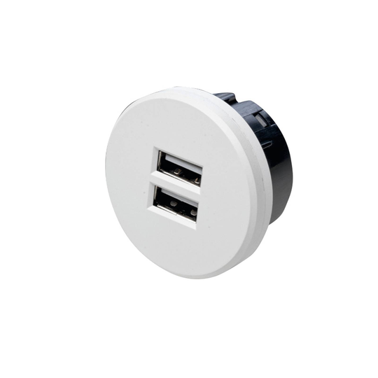 USB-kaksoispistoke, pyöreä, valkoinen
