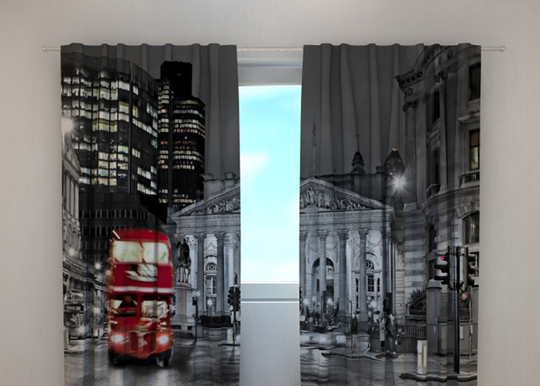 Pimentävä verho LONDON WITH RED BUS 240x220 cm