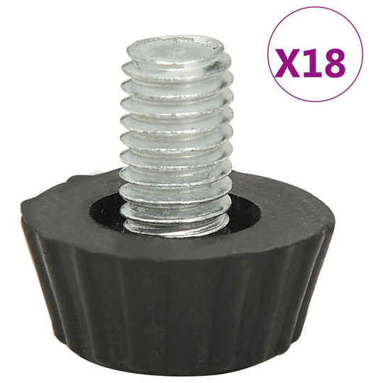315594 vidaXL Adjustable Furniture Feet M8 18 pcs Black