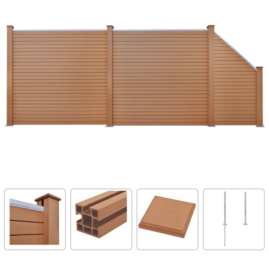 vidaXL Aitasarja 2 paneelia + 1 vinopaneeli WPC 451x187 cm ruskea
