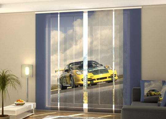 Puolipimentävä paneeliverho Yellow supercar 240x240 cm