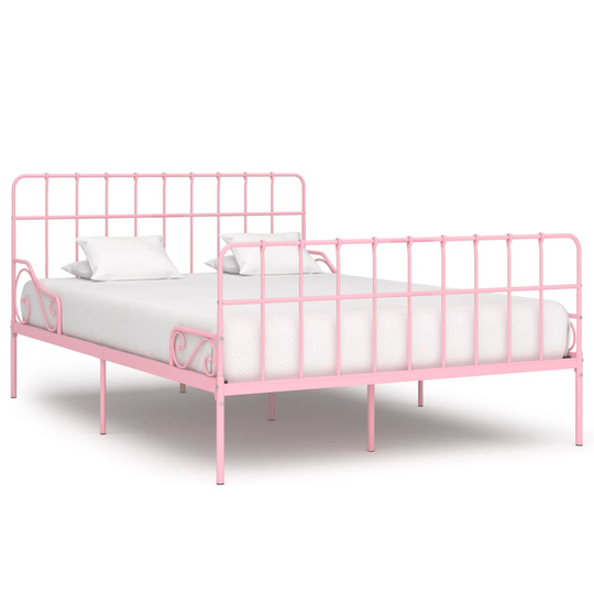 vidaXL Sängynrunko sälepohjalla pinkki metalli 120x200 cm