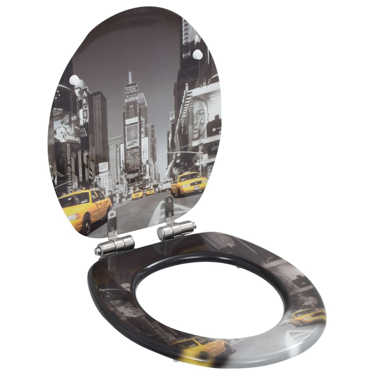 vidaXL WC-istuin soft close kannella MDF New York -kuosi