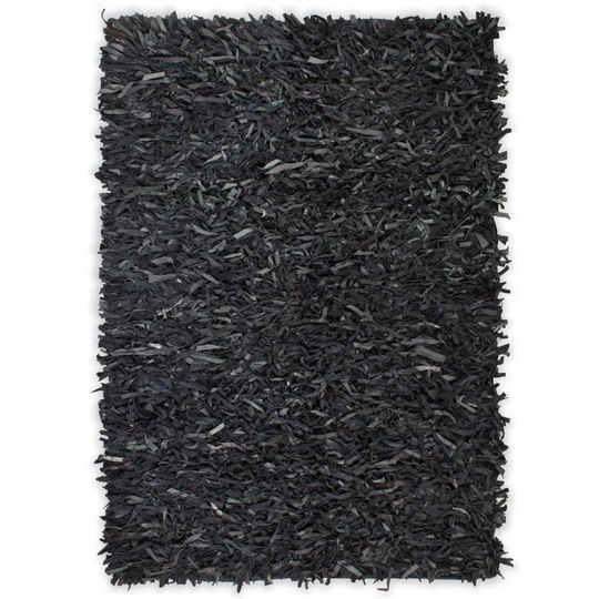 vidaXL Shaggy-matto aito nahka 120x170 cm harmaa