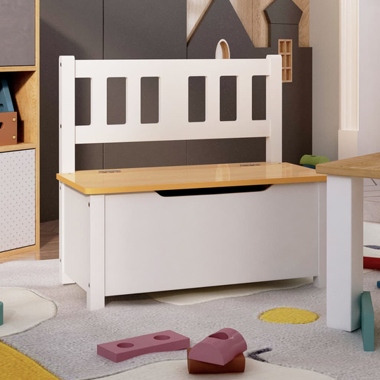 vidaXL Lasten säilytyspenkki valkoinen ja beige 60x30x55 cm MDF