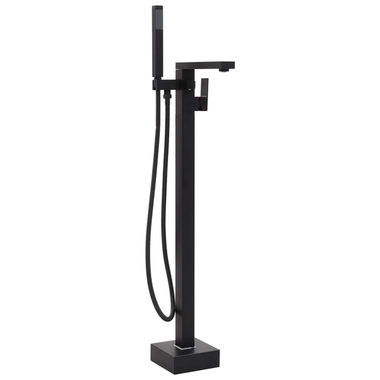 vidaXL Vapaasti seisova kylpyammeen hana musta ruostumaton teräs 90 cm