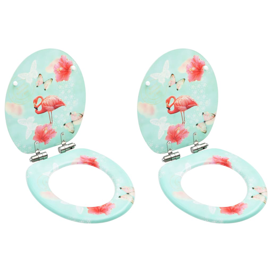 vidaXL WC-istuimet soft close -kansilla 2 kpl MDF flamingokuosi