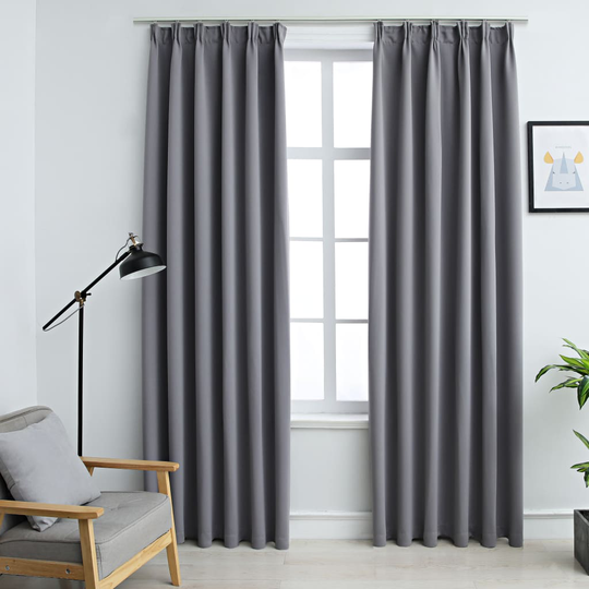 vidaXL Pimennysverhot koukuilla 2 kpl harmaa 140x245 cm