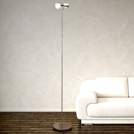 PUK FLOOR -lattiavalaisin, kromi, 2-lamp.