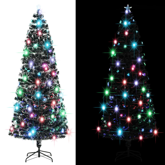 vidaXL Tekojoulukuusi jalusta/LED 240 cm kuituoptiikka