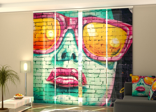 Puolipimentävä paneeliverho Graffiti in Birmingham 240x240 cm