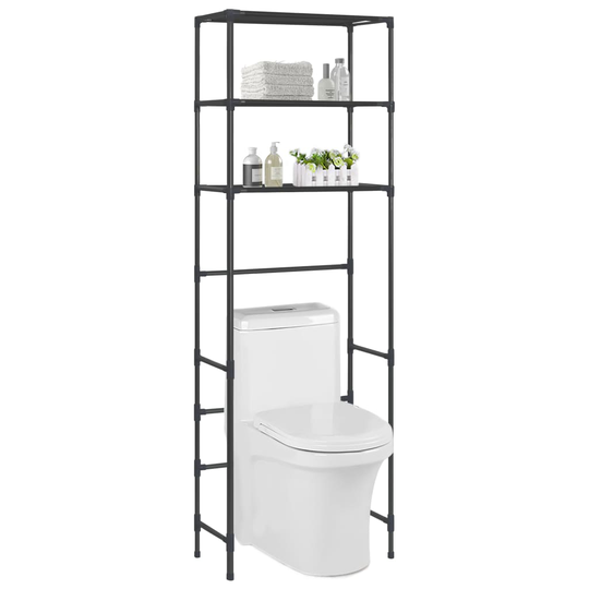 vidaXL 3-kerroksinen säilytyshylly WC-pytyn ylle musta 53x28x169 cm