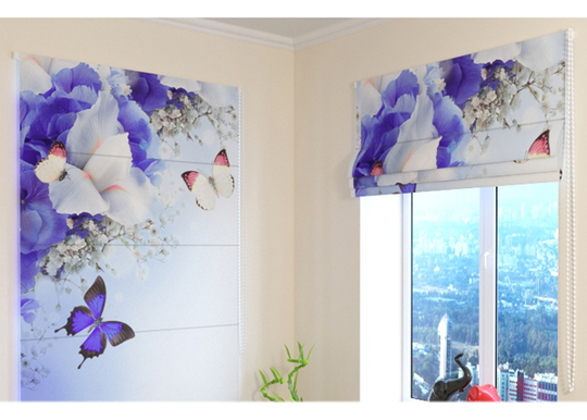 Pimentävä laskosverho Blue Irises 60x60 cm