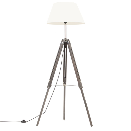 vidaXL Kolmijalkavalaisin harmaa ja valkoinen täysi tiikki 141 cm