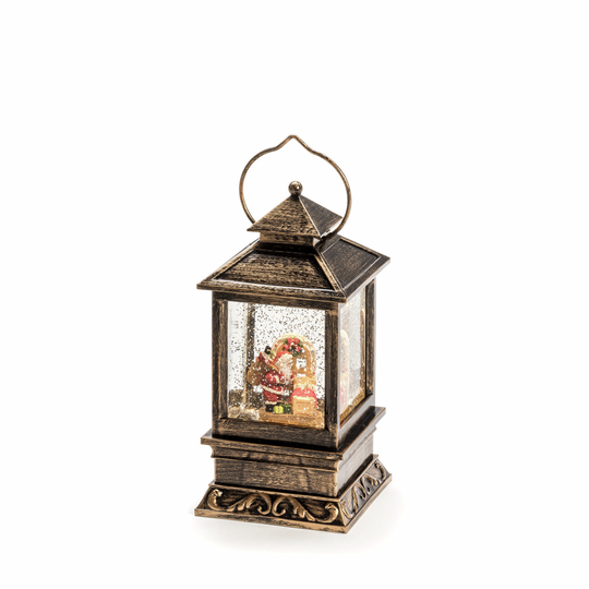 Waterfilled lantern santa LED (Tan / ruskea)