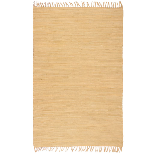 vidaXL Käsin kudottu Chindi-matto puuvilla 80x160 cm beige