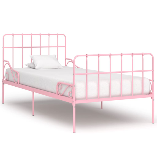 vidaXL Sängynrunko sälepohjalla pinkki metalli 90x200 cm