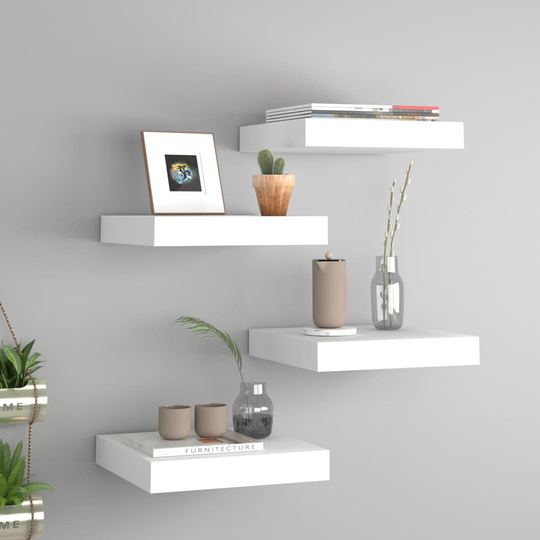 vidaXL Kelluvat seinähyllyt 4 kpl valkoinen 23x23,5x3,8 cm MDF