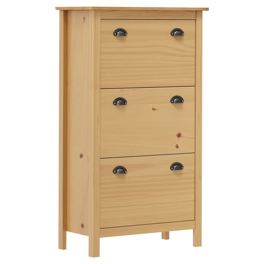 vidaXL Kenkäkaappi Hill Range hunajanruskea 72x35x124 cm täysi mänty