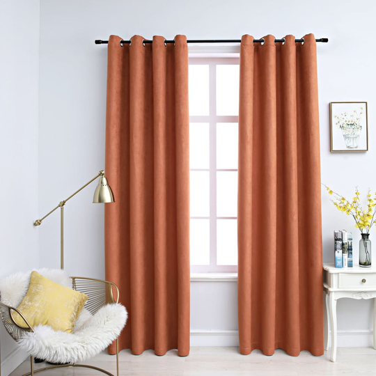 vidaXL Pimennysverhot metallirenkailla 2 kpl ruoste 140x175 cm