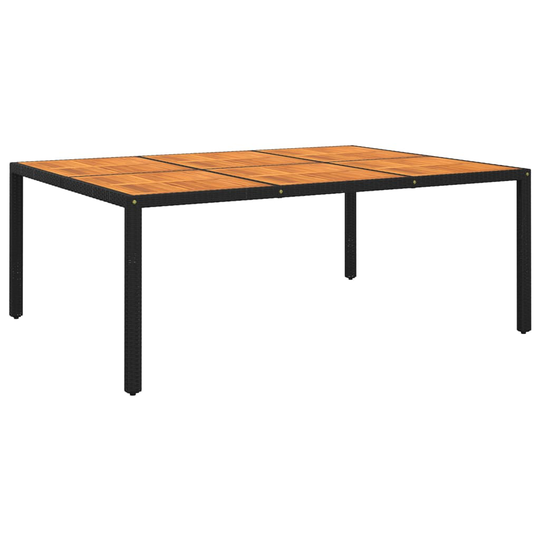 vidaXL Puutarhapöytä 200x150x75 cm akaasiapuu ja polyrottinki musta