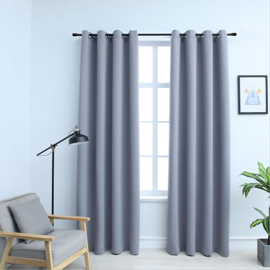 vidaXL Pimennysverhot metallirenkailla 2 kpl harmaa 140x225 cm