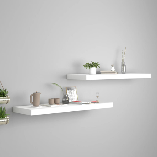 vidaXL Kelluvat seinähyllyt 2 kpl valkoinen 80x23,5x3,8 cm MDF