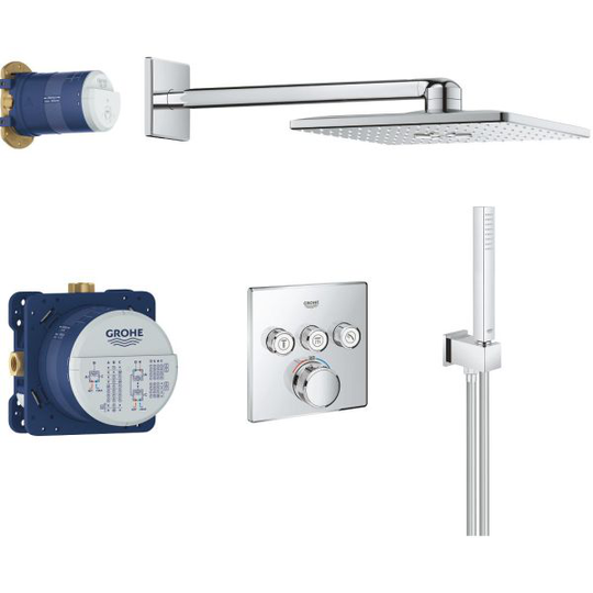 Grohe Grohtherm SmartControl Kattosuihkusarja Rainshower Smartactive 310:llä Neliön muotoinen yläsuihku