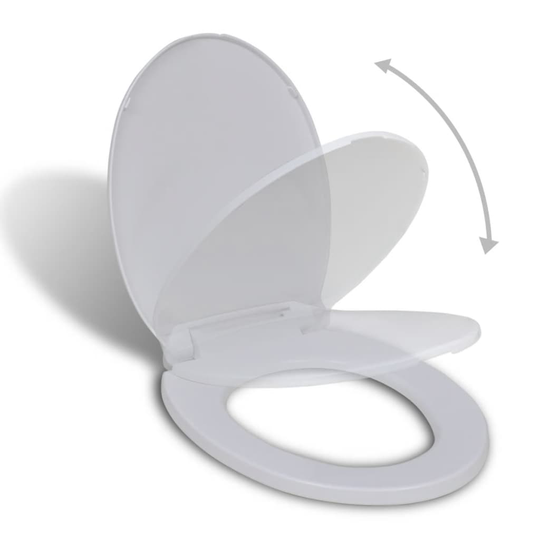 vidaXL WC-istuin pehmeästi sulkeutuva Valkoinen Soikea