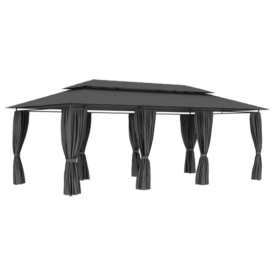 vidaXL Huvimaja verhoilla 600x298x270 cm antrasiitti
