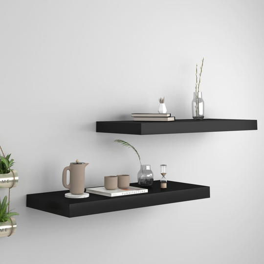 vidaXL Kelluvat seinähyllyt 2 kpl musta 60x23,5x3,8 cm MDF