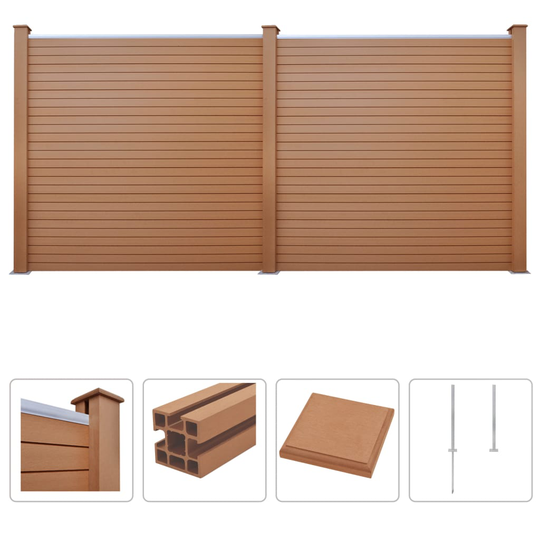 vidaXL Aitasarja 2 paneelia WPC 357x187 cm ruskea