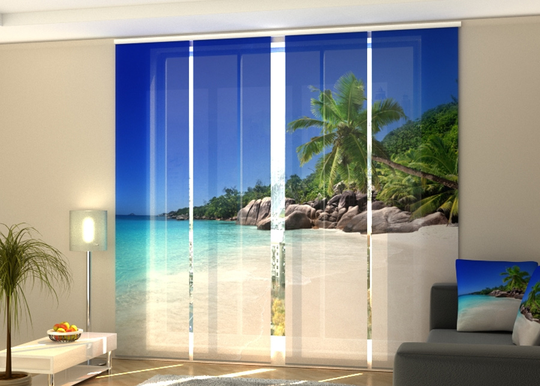 Puolipimentävä paneeliverho Palm tree on the beach 240x240 cm