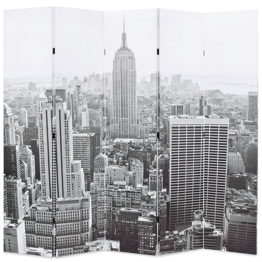 vidaXL Taitettava tilanjakaja 200x170 cm New Yorkin päivämaisema