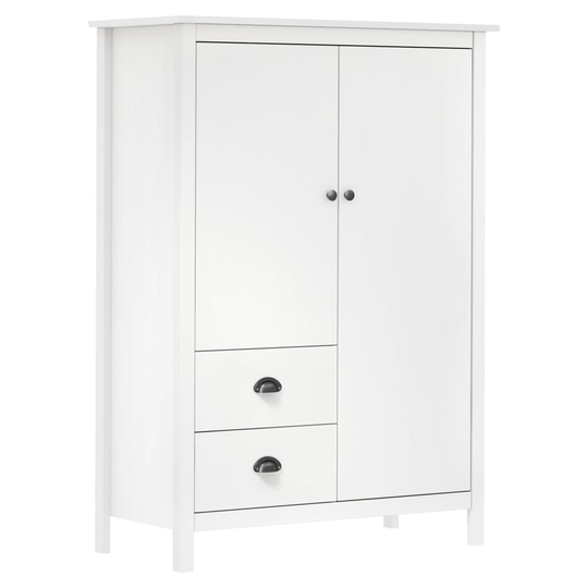 vidaXL Kaksiovinen vaatekaappi Hill Range valkoinen 99x45x137 cm mänty