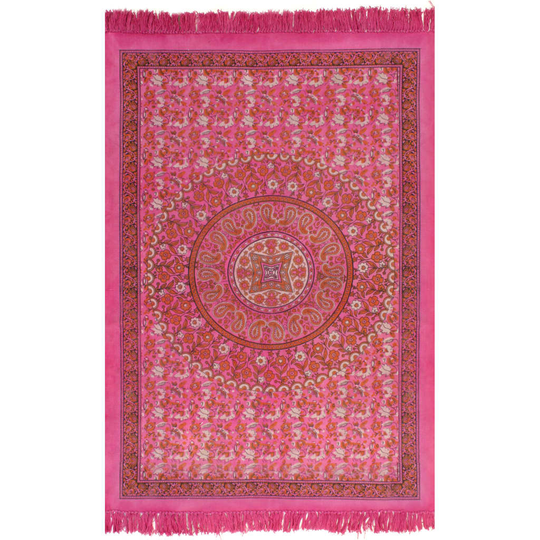 vidaXL Kelim matto puuvilla 120x180 cm kuviolla fuksianpunainen