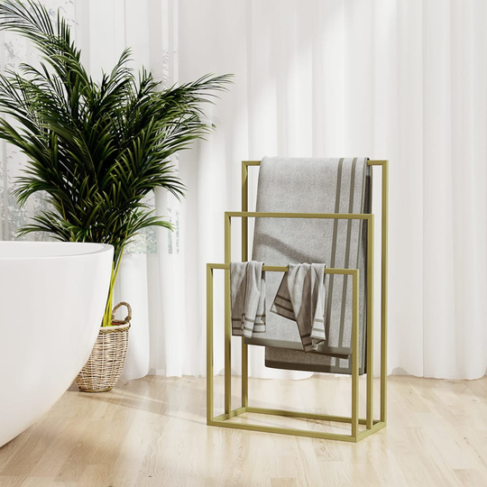 vidaXL Vapaasti seisova pyyheteline kultainen 48x24x79 cm rauta
