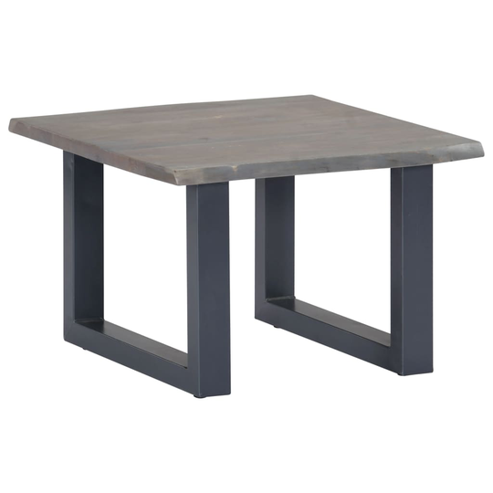 vidaXL Sohvapöytä elävät reunat harmaa 60x60x40 cm akaasiapuu