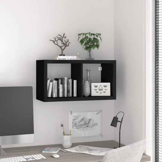 vidaXL Seinäkuutiohylly musta 69,5x29,5x37 cm MDF