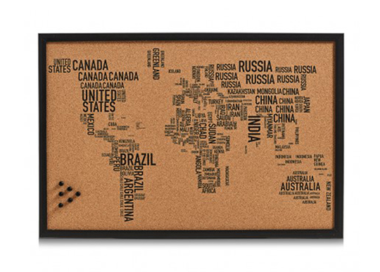 Korkkitaulu WORLD LETTERS