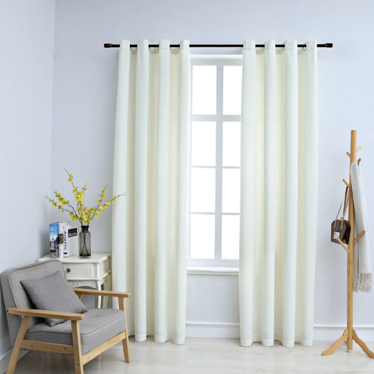vidaXL Pimennysverhot renkailla 2 kpl sametti kerma 140x225 cm