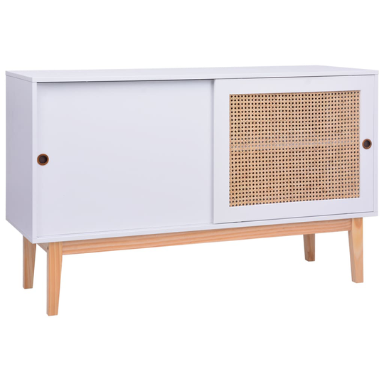 vidaXL Senkki valkoinen 130x40x80 cm MDF ja rottinki