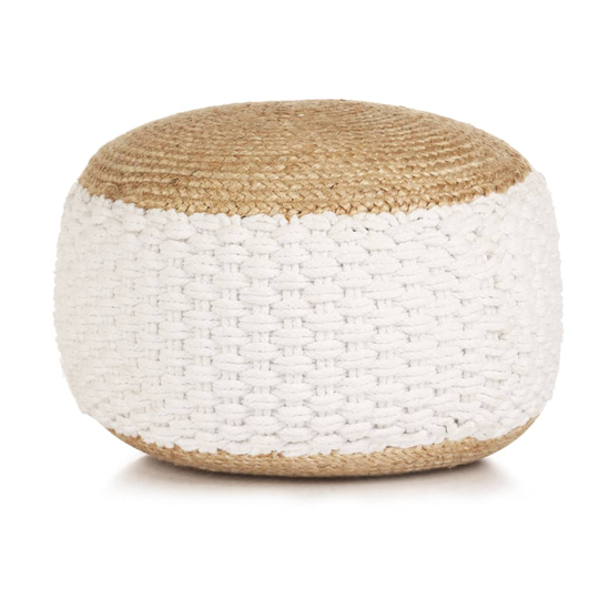 vidaXL Punottu pallorahi juutti puuvilla 50x35 cm valkoinen