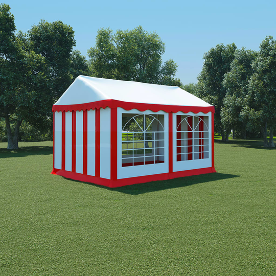 vidaXL Puutarhakatos PVC 3x4 m Punainen ja Valkoinen