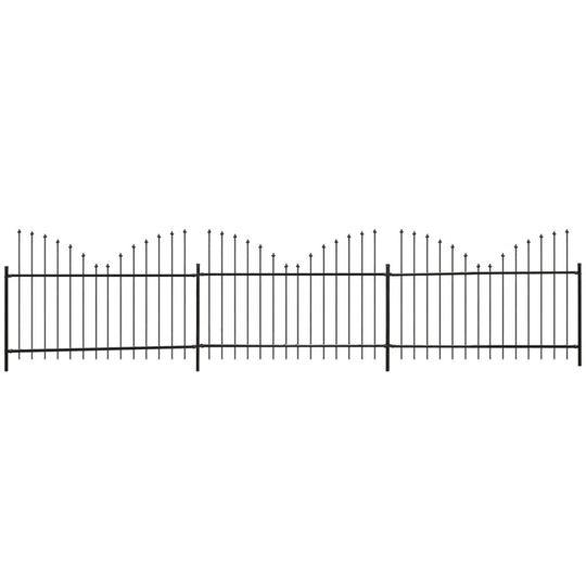 vidaXL Puutarha-aita keihäänkärjillä teräs (1,25-1,5)x6 m musta