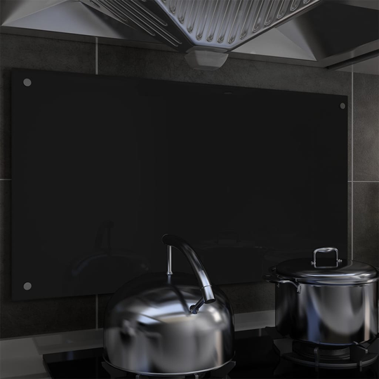 vidaXL Keittiön roiskesuoja musta 90x50 cm karkaistu lasi