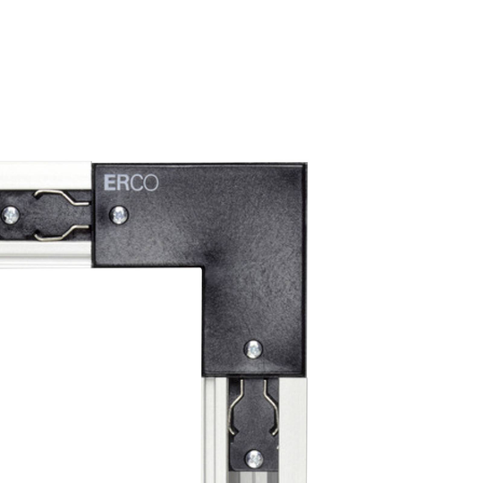 ERCO 3-vaihekulmaiitin, suojajohdin sisä, musta
